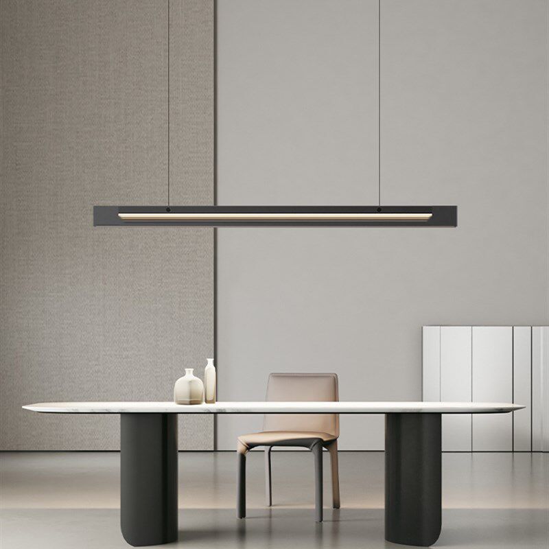 意式极简餐厅吊灯现代高端设计感光影吧台中岛玻璃几何长条灯