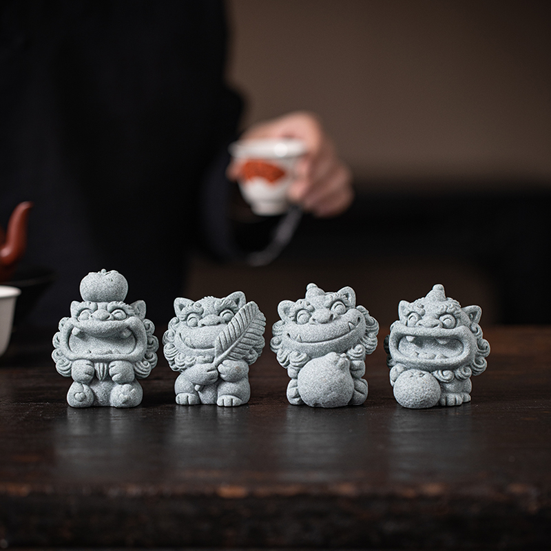 青砂文创国潮醒狮事业有成茶宠摆件家居办公室桌面鱼缸造景装饰品