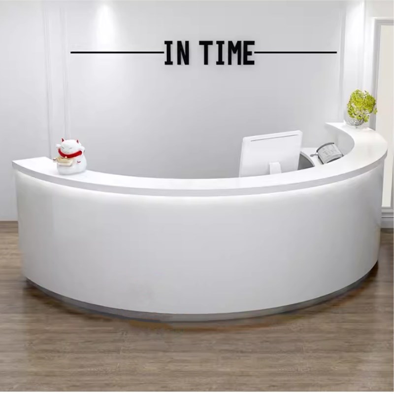 圆形公司烤漆前台桌弧形接待台创意美容院便民服务台收银吧台