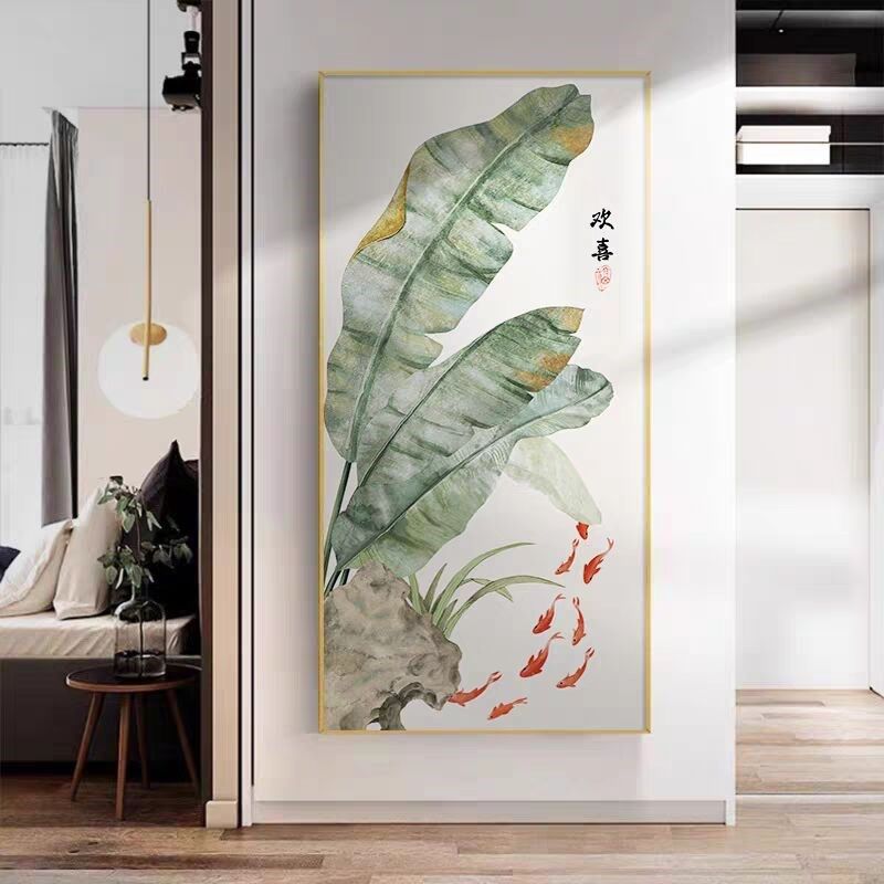 九鱼图入户玄关装饰画新招财锦鲤挂画家大业大芭蕉叶走廊壁画,家居饰品,现代装饰画,淘宝优惠券,粉丝福利购,淘宝优惠卷