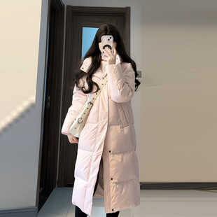 过膝羽绒棉袄女v冬2024年新款 女神保命长款 超好看甜美学院风面包