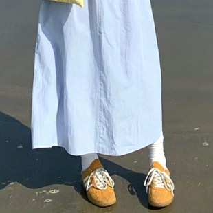 裙日系甜美多巴胺口袋A字裙小个子中长款 浅蓝色工b装 大摆伞裙