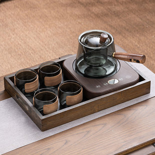 小型茶器茶具套 玻璃煮茶壶耐高温过滤木把泡茶壶C家用电陶炉新款