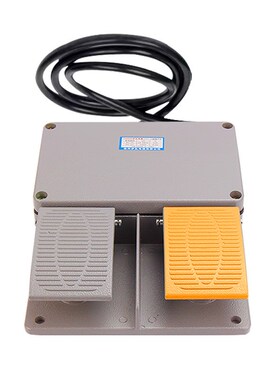 YDT1-16铝壳黄色双踏板脚踏开关剪板折弯机冲床带2米线踩踏板配件