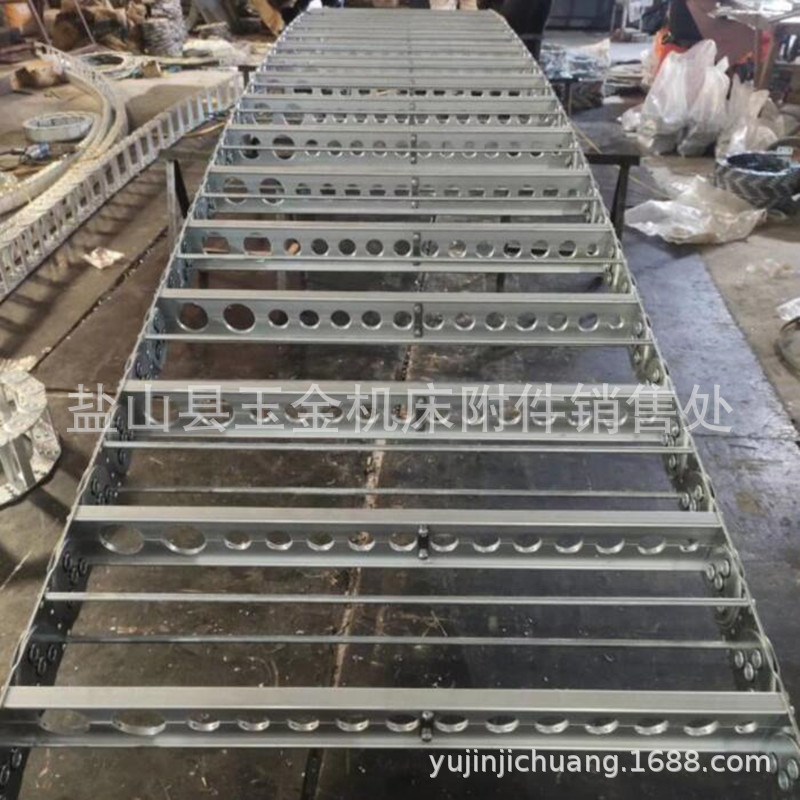 厂家穿线桥式钢铝拖链工业用电缆油管牵引防护金属坦克链条