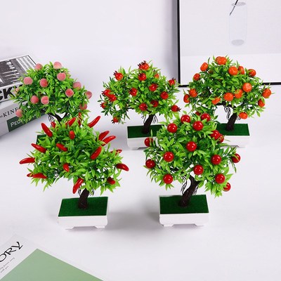 Artificial Plants Bonsai Mandarin Orange Fruit Tree Potted