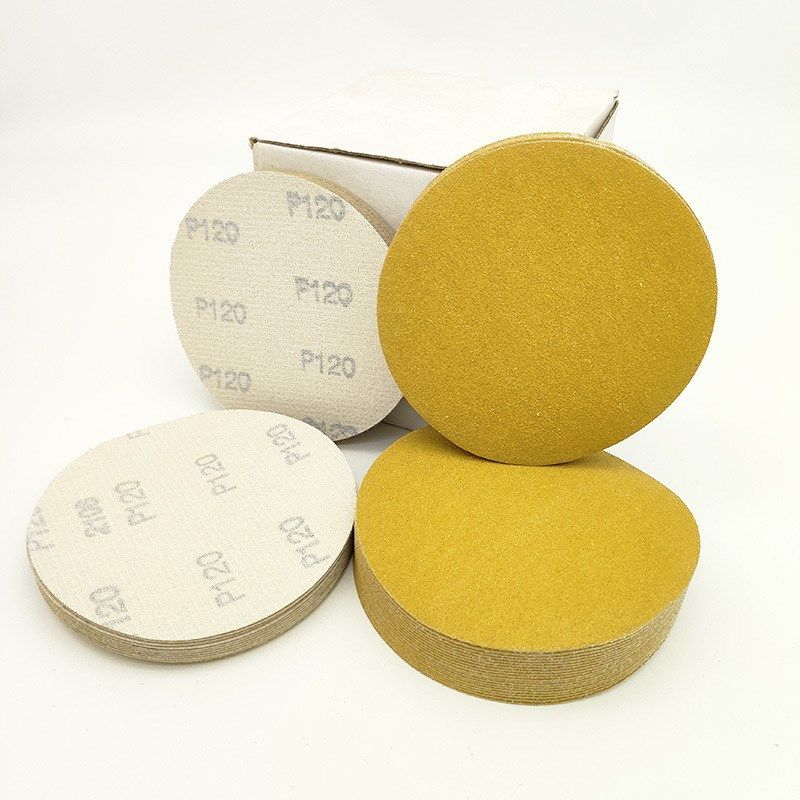 厂家供应5寸6寸涂层黄砂植绒砂纸片汽车油漆面原子灰腻子打磨抛光