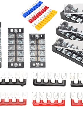 6套600V25A456双排螺丝接线板6件预绝缘端子屏障条60件绝缘连接器