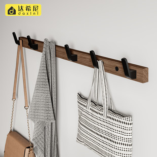 饰卧室试衣间免打孔排钩 实木门后挂钩黑胡桃木挂钩衣帽钩墙面装