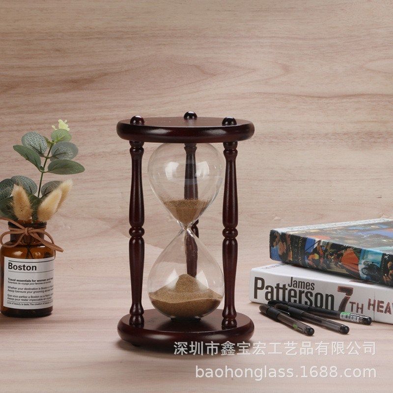 沙漏摆件LOGO定制 金属木质防摔沙漏家居礼品工艺品小摆件计时器,运动/瑜伽/健身/球迷用品,计时工具,淘宝优惠券,粉丝福利购,淘宝优惠卷