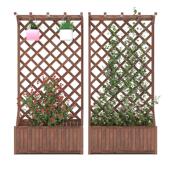 楼顶露台花园布置防腐木花箱户外庭院阳台隔断栅栏围栏爬藤花架