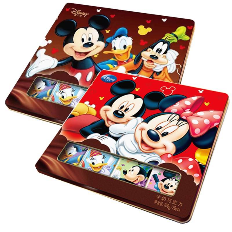 迪士尼牛奶巧克力铁盒装上海特产巧克力卡通米奇糖果创意伴手礼物