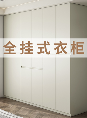 全挂式NF实木欧松板定制分段式家用卧室免拉手衣橱
