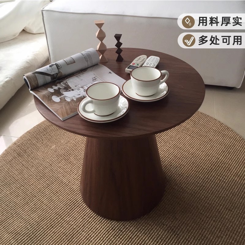 圆桌实木茶几圆形洽谈桌客厅沙发边几小户型茶几民宿卧室角几