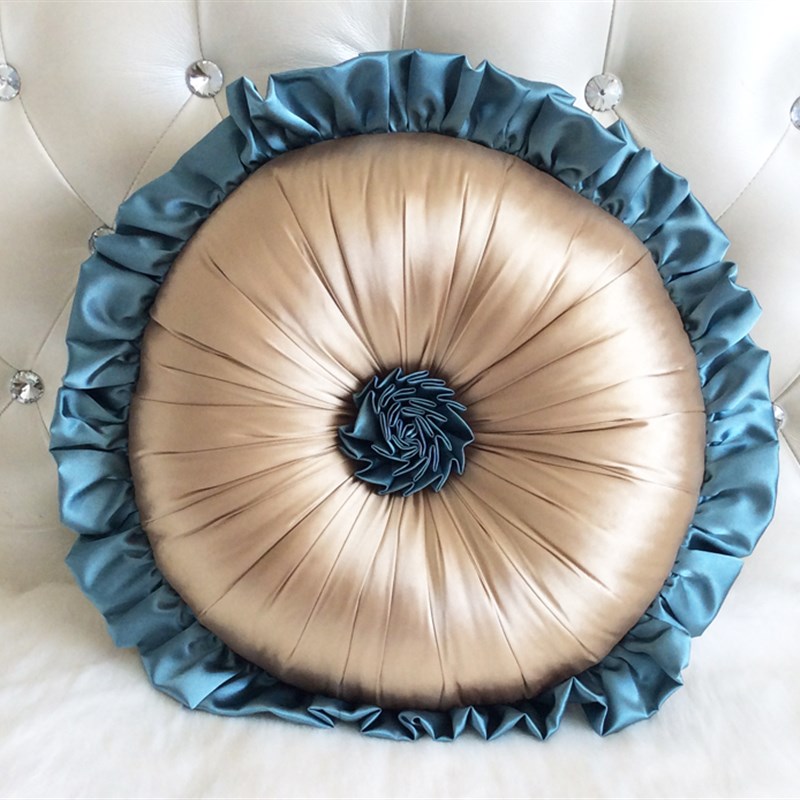 欧式抱枕新古典圆枕沙发靠垫床品装饰圆枕仿真丝午睡抱枕圆形含芯