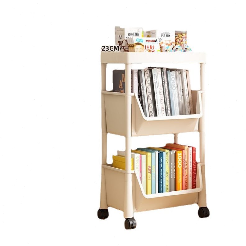 简易书架置物架落地带轮可移动小推车公桌下书桌边收纳卧室书柜