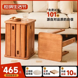 实木凳子家用可叠放板凳组合不占空间餐桌椅方凳餐厅备用凳叠叠凳