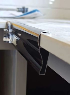 瓷砖橱柜铝合金台面封边条下挂砖夹灶台包边铝型材卡槽收边条