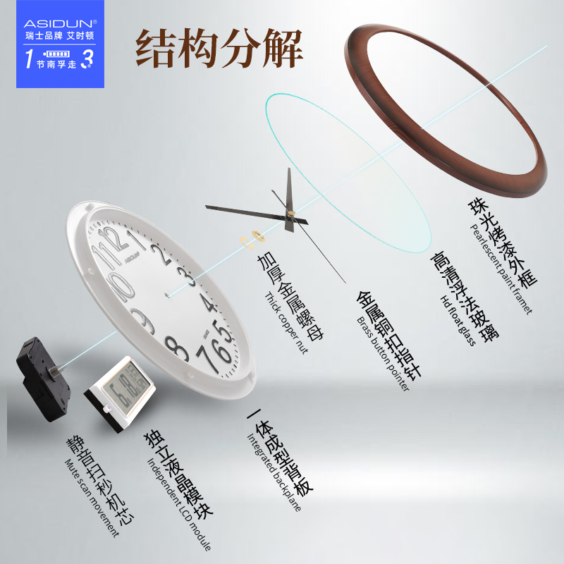 电波钟现代挂钟自动对时家用时尚静音智能钟表电子石英钟挂表