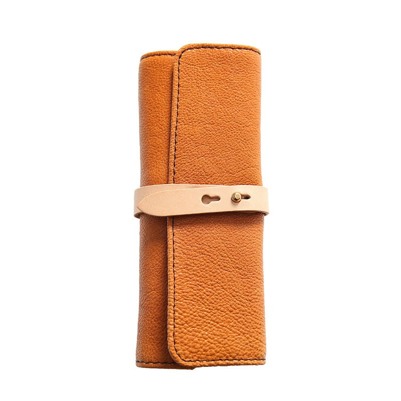 ERAL牛皮笔袋 传统工艺制作 复古笔帘 折叠携带款 简约绘画笔盒包