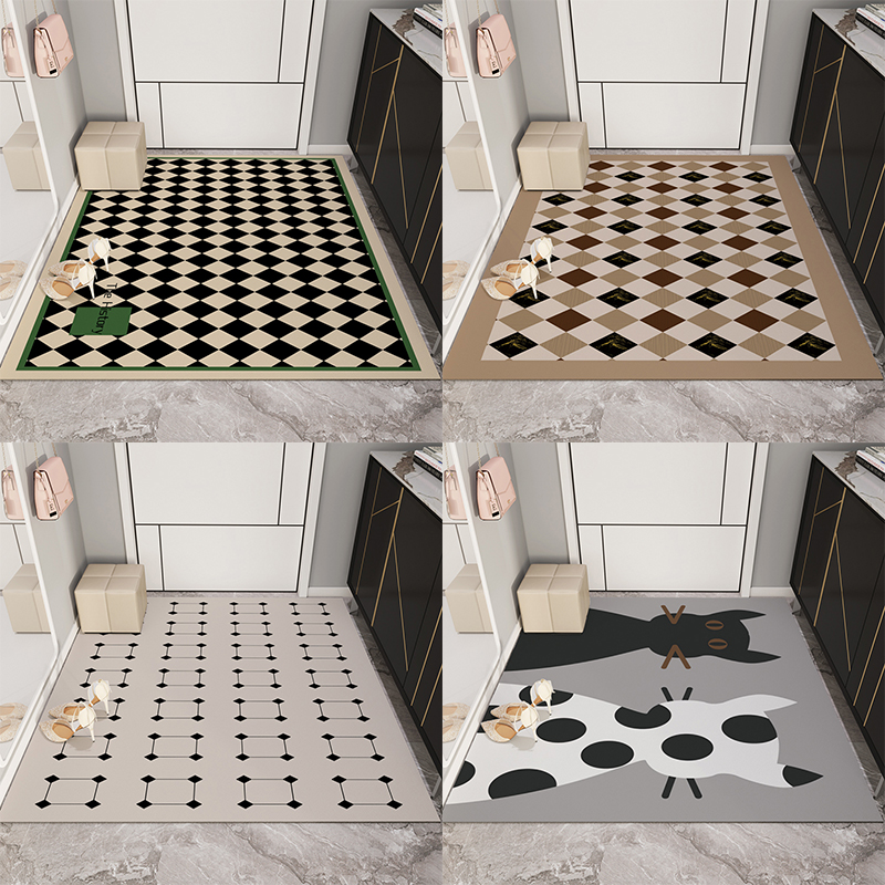 超薄入户地垫薄款1mm格子不卡门防滑皮革门垫进门门口入门pvc地毯