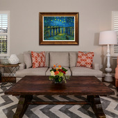 玄关卧室书房风景抽象油画装 美欧式 饰画 星夜 梵罗纳河上