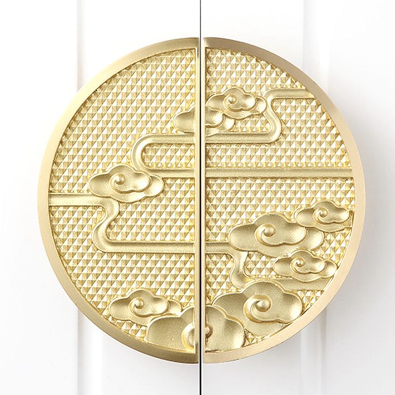 半圆形大门拉手中式祥云仿古玻璃门把手雕刻镂空定制木门扶手对装