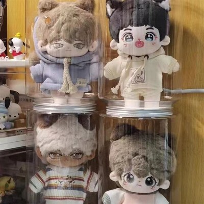 展示柜收纳收纳盒塑料瓶特大号棉花透明圆筒防尘娃娃大容量