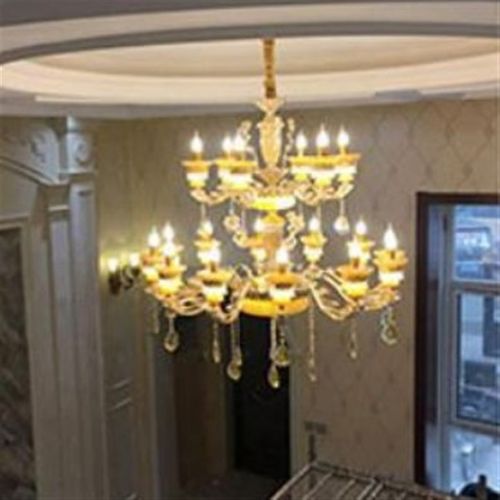 复式楼大吊灯别墅锌合金大厅灯楼中楼梯客厅欧式吊灯书房灯