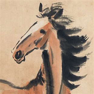 传世名画复制徐悲鸿立马图国画大写意骏马图艺术微喷装饰画