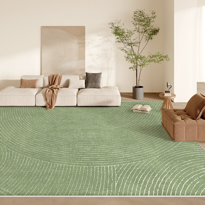 地毯绿色客厅卧室床边2024新款房间免打理免洗可擦夏天高级地垫子