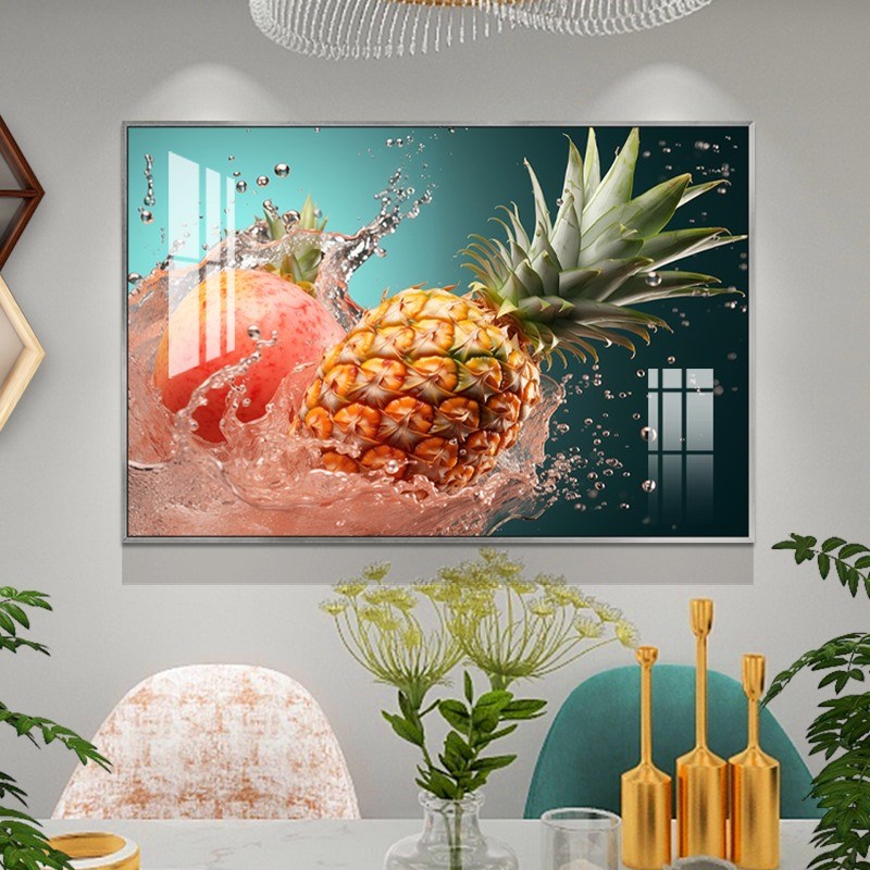 轻奢大气餐厅背景墙装饰画现代简约饭厅挂画新款创意水果艺术壁画图片