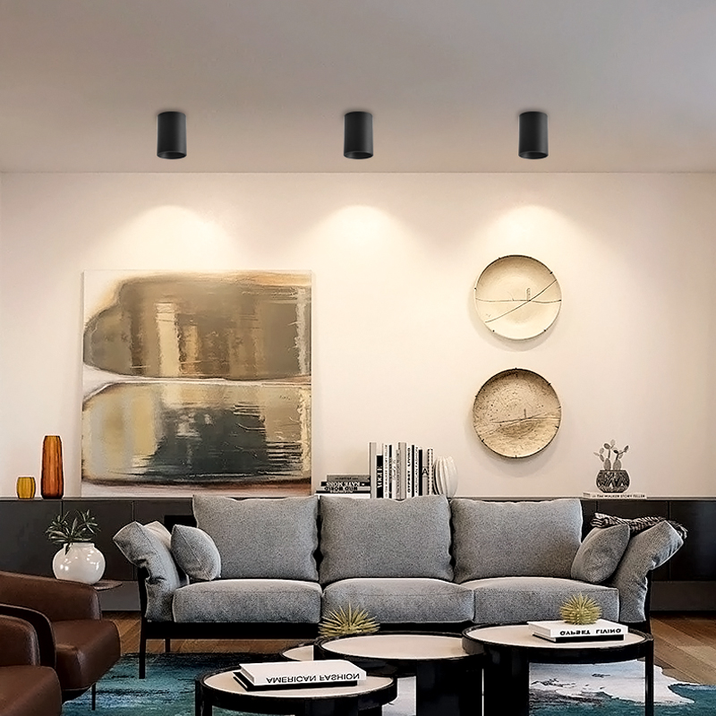 简顿 led明装筒灯明装防眩射灯免开孔吸顶吊线天花射灯