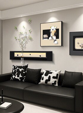 暴力熊客厅装饰画无障碍豪华高端壁画现代水培绿色沙发背景墙挂画