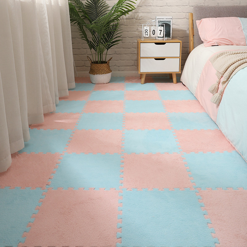 卧室满铺地毯 少女床边地垫 客厅卧室拼接泡沫垫子绒面家用水洗