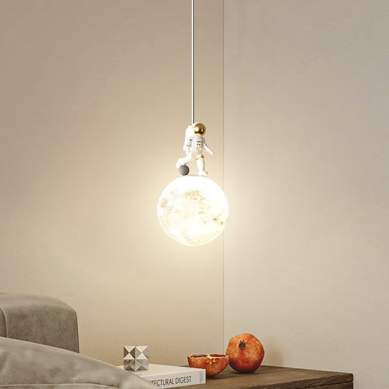 床头吊灯现代背景墙灯奶油风月球宇航员儿童房灯卧室小吊灯,家装灯饰光源,床头/玄关/吧台/过道吊灯,淘宝优惠券,粉丝福利购,淘宝优惠卷