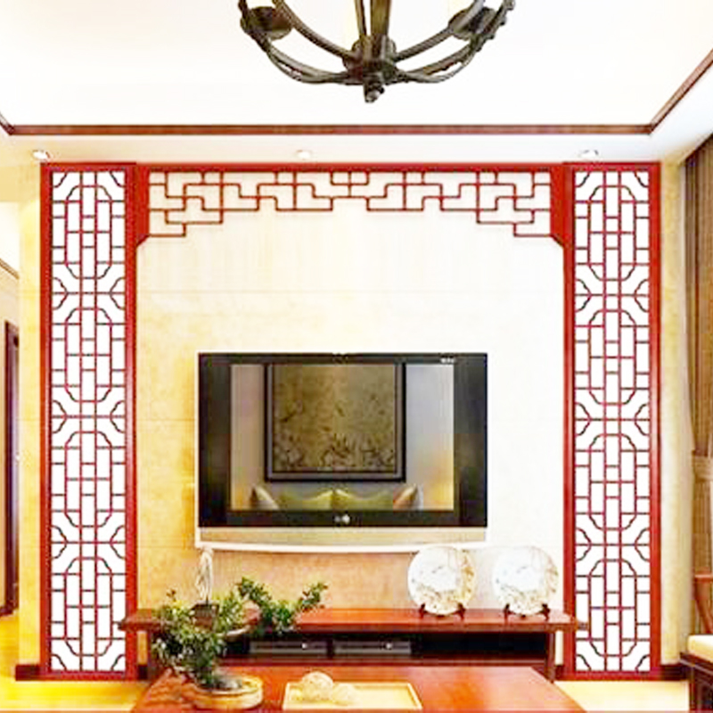 电视背景墙装饰定制客厅边框腰线吊顶实木墙壁花格镂空中式雕花板