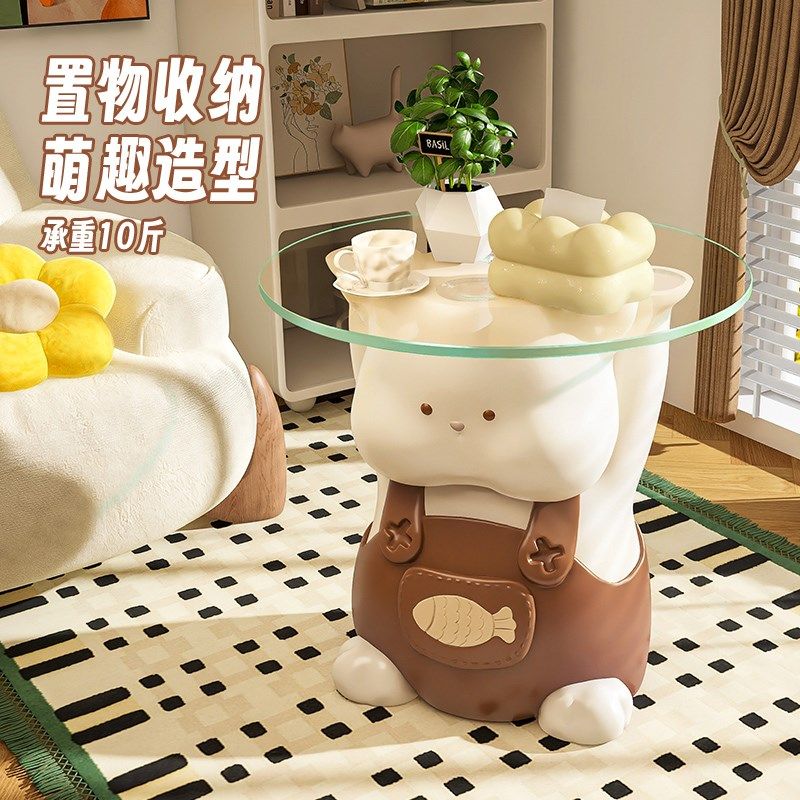 奶油风卡通小猫茶几床头柜沙发边几餐桌客厅卧室电视柜旁落地,家居饰品,落地摆件,淘宝优惠券,粉丝福利购,淘宝优惠卷