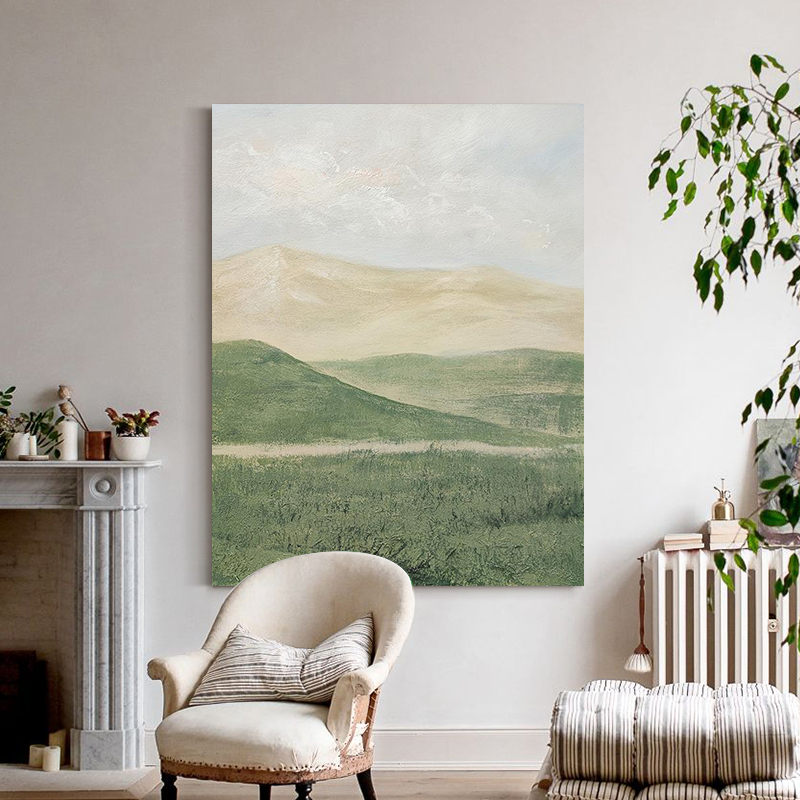 侘寂风现代简约手绘油画客厅抽象无框装饰画高级感玄关摆件肌理画