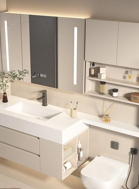 浴室柜定制尺寸扫地机器人浴室柜基站切角柱子陶瓷一体盆