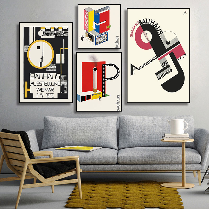 Bauhaus包豪斯工业风装饰画办公室卧室客厅挂画极简主义落地壁画图片