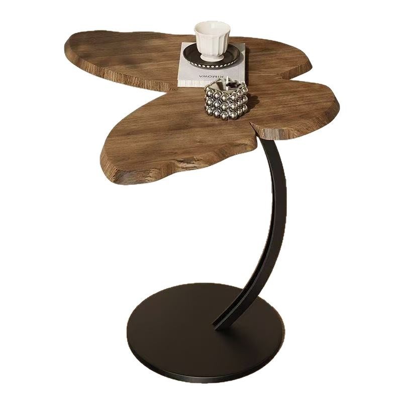 简约蝴蝶边几黑胡桃色木茶几中古风客厅沙发卧室边床头柜置物柜