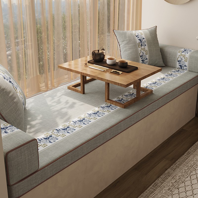 高端国风新中式飘窗垫窗台四季通用防滑坐垫子阳台卧室可拆洗新款