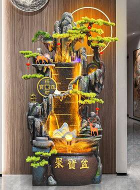 假山流水生财喷泉风水轮招财落地摆件客厅鱼池高山盆景加湿器水景