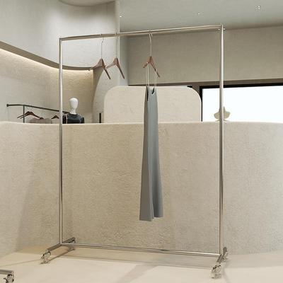 服装店展示架移动落地式货架男女装带轮挂衣架不锈钢晾晒衣帽架子