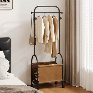 卧房晾衣架，落地式法式衣架，可移动的轮式过夜衣物储存网衣架，