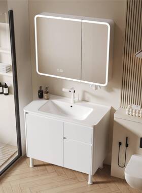 65cm蜂窝铝落地式浴室柜陶瓷一体盆75厘米85公分洗手洗脸盆柜组合