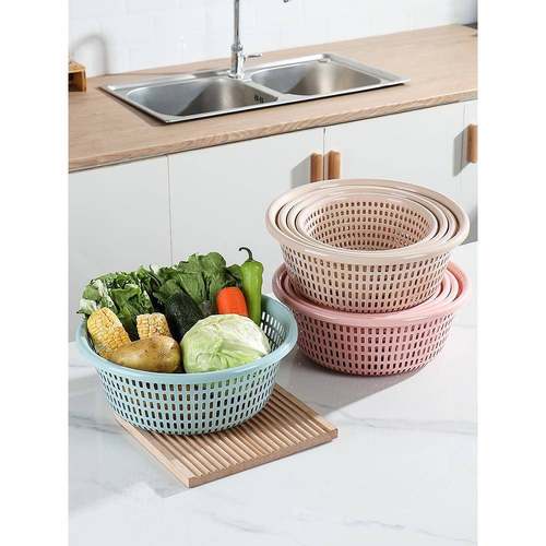 塑料沥水篮加厚圆形镂空洗菜箩筐果蔬篮水槽滤水篮洗菜篮子漏水筛