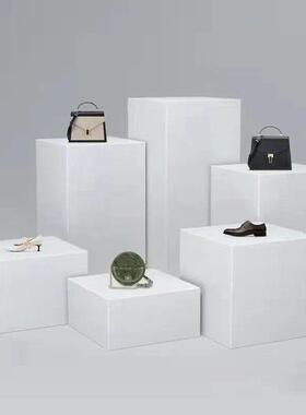 儿童摄影道具广场矩形几何静物拍摄阶段产品照片木码头平台白色广