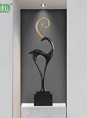 艺术鹿摆件玄关高级感意式客厅酒柜电视柜壁龛装饰品简约现代设计